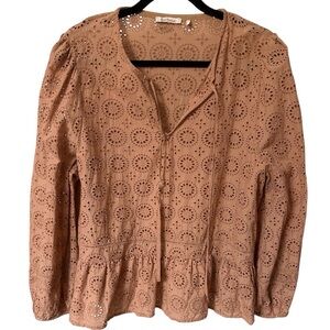 Barbour Cherbury Eyelet Women’s Top Maple Boho Peasant Romantic Large
